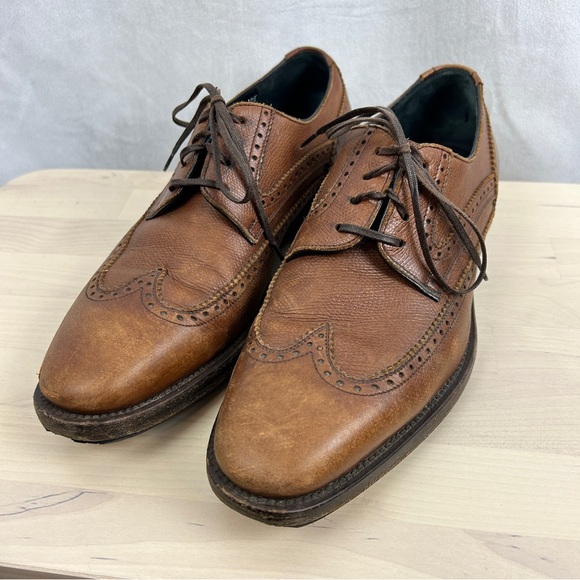 SALVATORE FERRAGAMO‎ Leather Wingtip Lace Up Oxford Brogue Men's Size 5 Brown - Picture 3 of 7